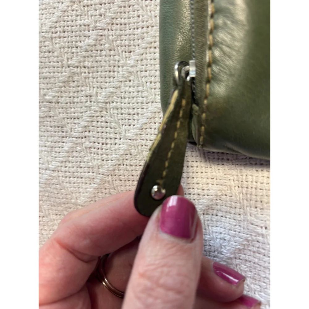 Vintage Tignanello Olive Green Italian Leather Crossbody with Buckle Accent